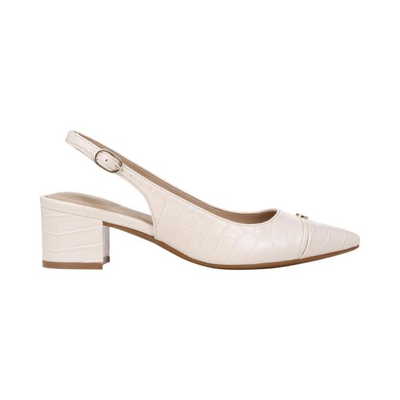Giani Bernini Memory Foam Block Heel Slingback Pumps Bisque Croco Off White 8.5M - Picture 8 of 11